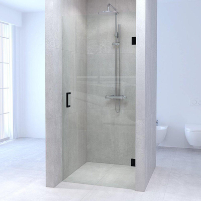 Saniclass Create Porte de douche 99.7x200cm sans profilé avec verre de sécurité anticalcaire 8mm Noir mat SECOND CHOIX
